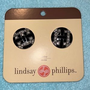 Lindsay Phillips Switch Flops Black Enamel & Rhinestones “Harley” Brand new